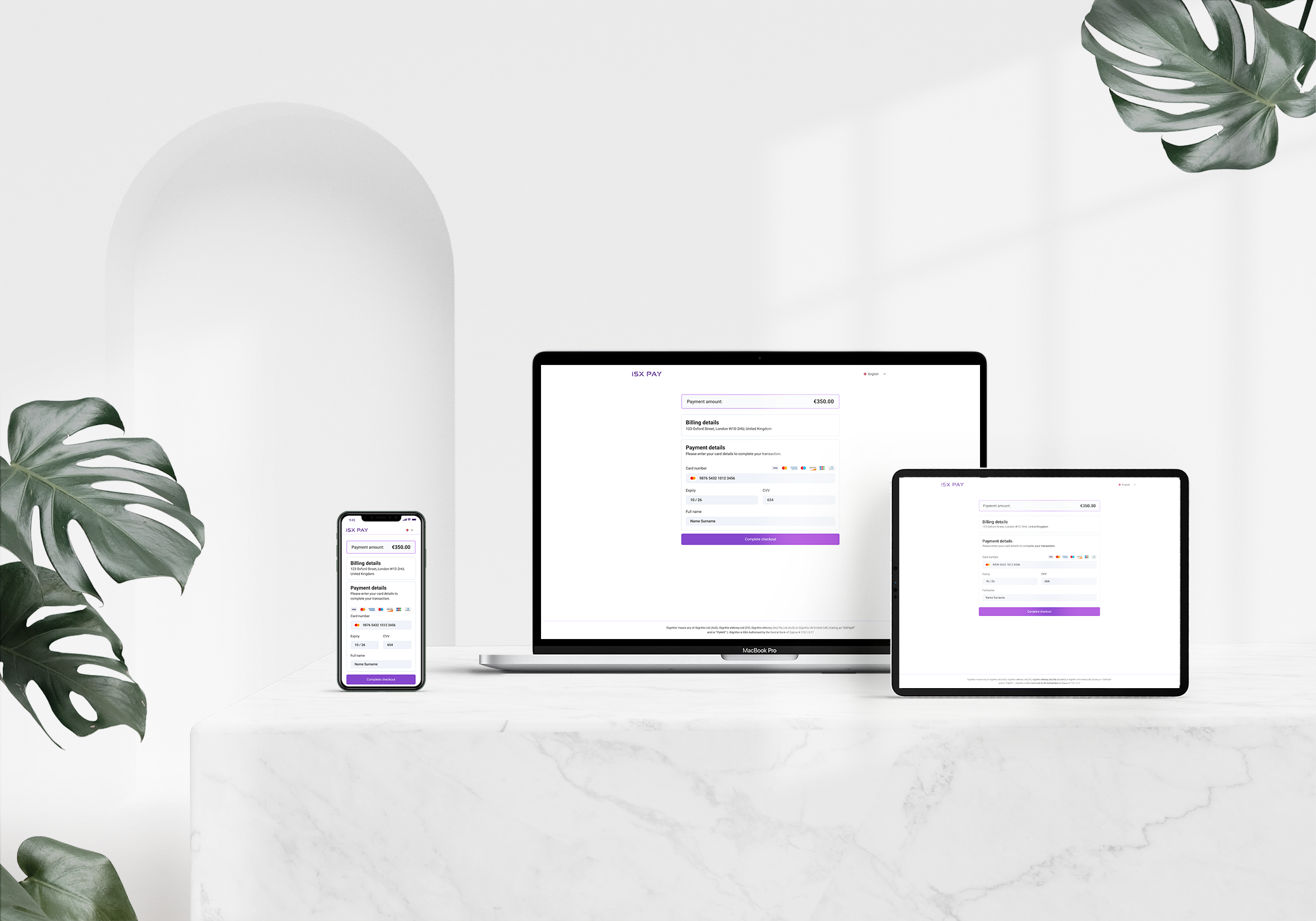 iSX Pay checkout — multi-device